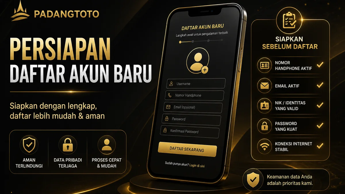 Persiapan daftar akun PADANGTOTO di HP